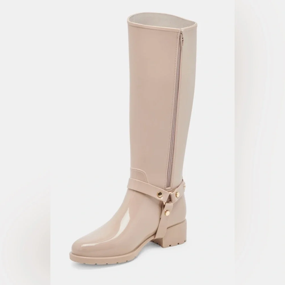 Women's Beige Knee-High Waterproof Boots